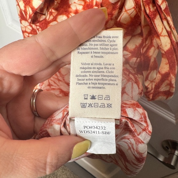 FAHERTY Willow Wrap Dress Spiced Shibori Print Size S Linen Viscose Blend - Picture 7 of 8